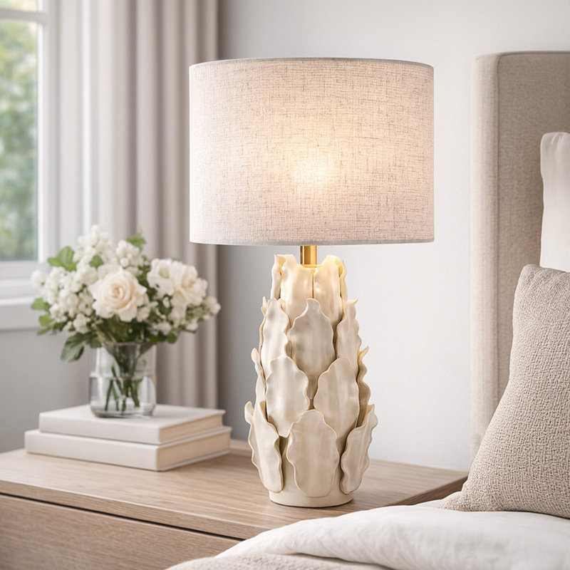 Layered Leaf Ceramic Table Lamp