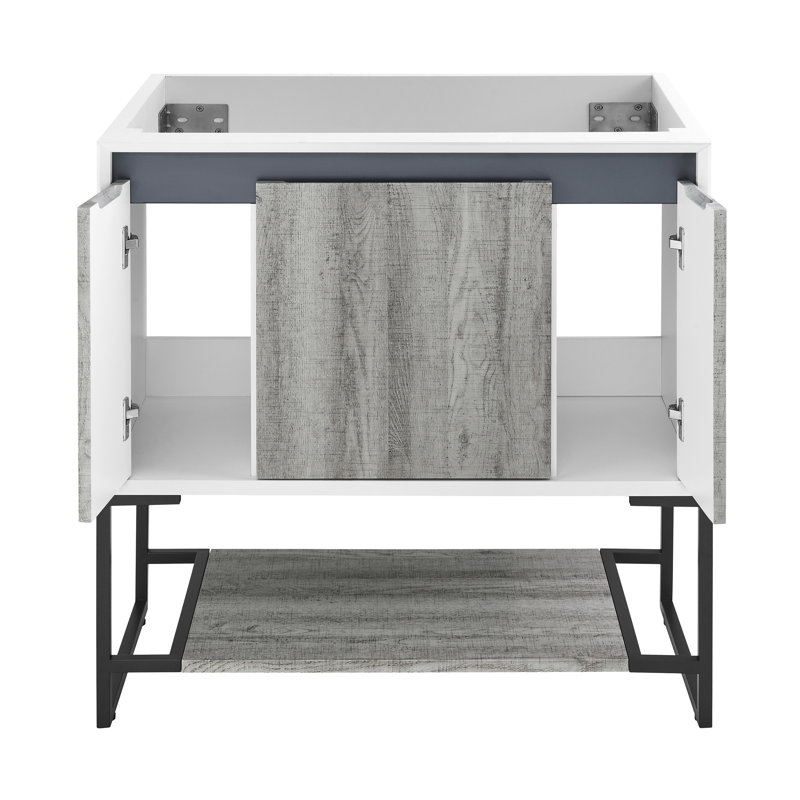 Base de meuble-lavabo simple 35,06 po Marseille seulement en gris / blanc