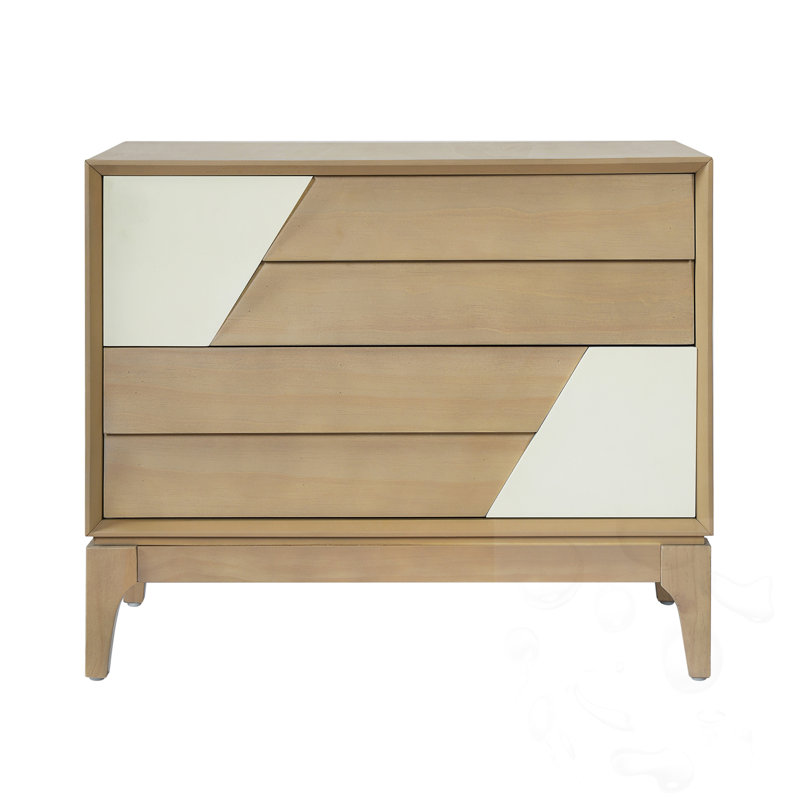 Table de chevet avec 2 tiroirs, Naturel