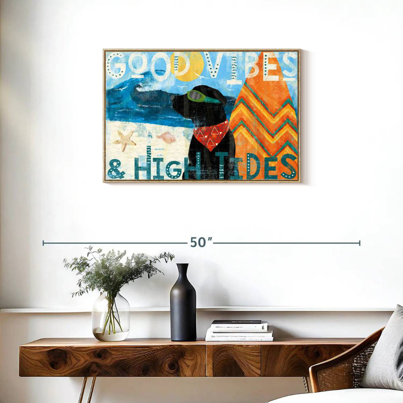 Good Vibes II, Cadre flottant en bois naturel, 31 po x 21 po