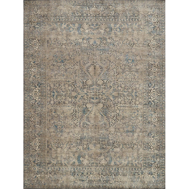 Tapis bleu sarcelle Mahfuze, Rectangle 2 pi 7 po x 4 pi