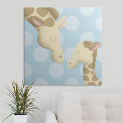 «Giraffe Mommy and Baby on Pink», impression