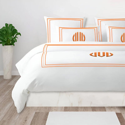 Monogram 400TC Cotton Classic Embroidery Sateen Duvet Cover Set