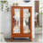 2 Doors Curio Cabinet With Tempered Glass Doors, Curio Cabinets With Mirrored Back Panel And Adjustable Shelves, Lighted Display Cabinet For Home, Office Light Bulb Included DARK OAK