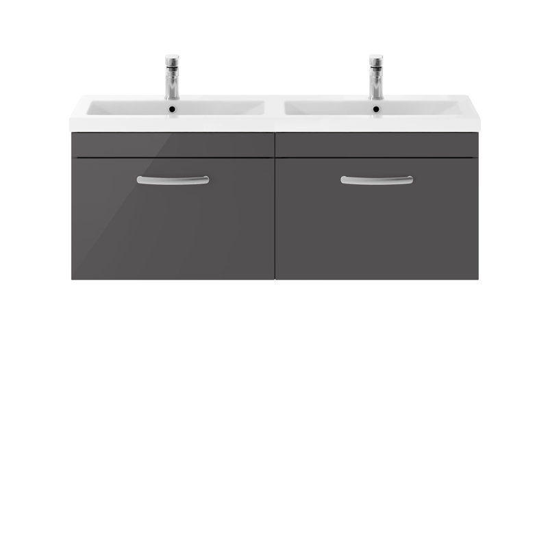 Athena 1208mm Double Bathroom Vanity with Integrated Ceramic Basin, Gloss White