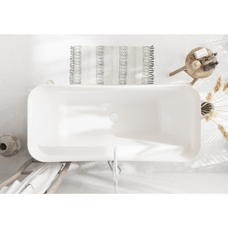 Dezra 66.94'' x 30.75'' Soaking Bathtub, Polished White