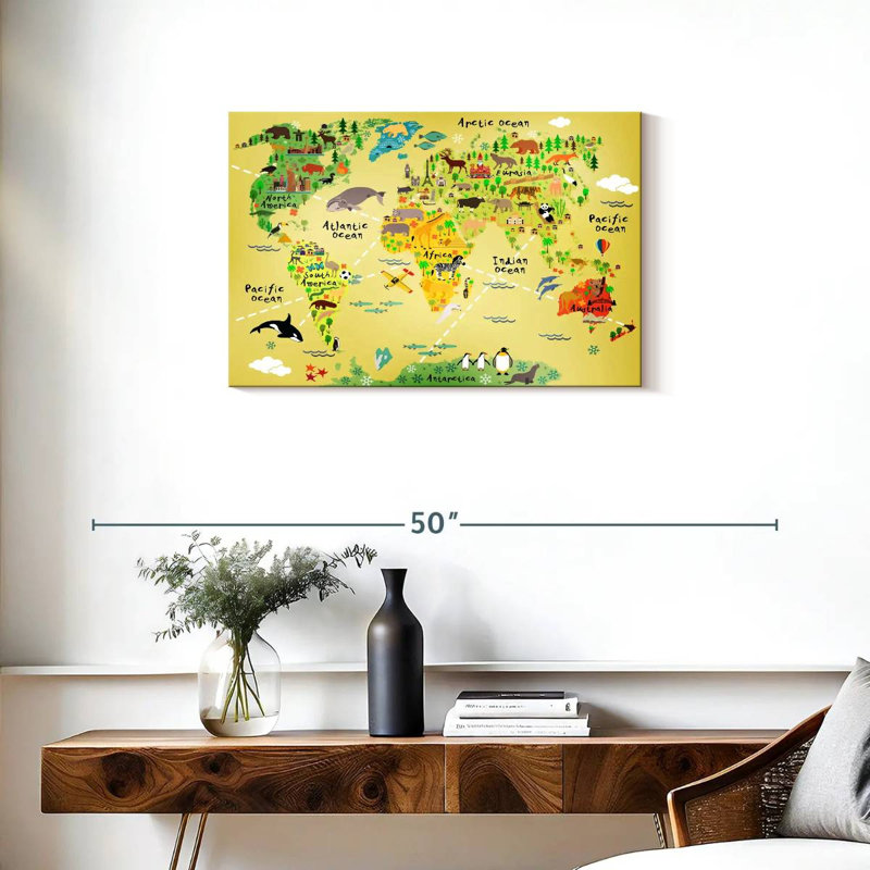 Keiri Educational Animal World Map, 20" H x 30" W