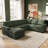 Abramson 106.2in U-Shaped Corduroy Sectional Pull-Out Sofa Bed with Storage Ottoman-122510071