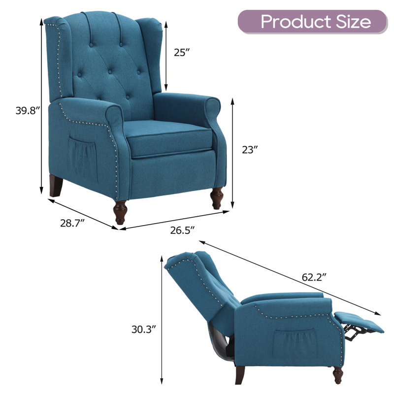 Fauteuil inclinable Zelma avec fonction de chauffage et de massage par vibration, Polyester bleu