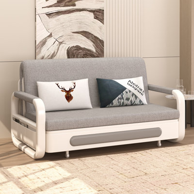 Modern Style Sofa Bed with Storage and Sturdy Wood-Metal Frame