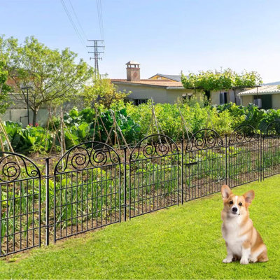 Clôture temporaire en métal de 27 pi de hauteur, barrière de jardin pour animaux avec barrière, clôture décorative, clôture de jardin à 10 panneaux de 39 po (H) et clôture pour jardin, chiens, clôture pour l'extérieur