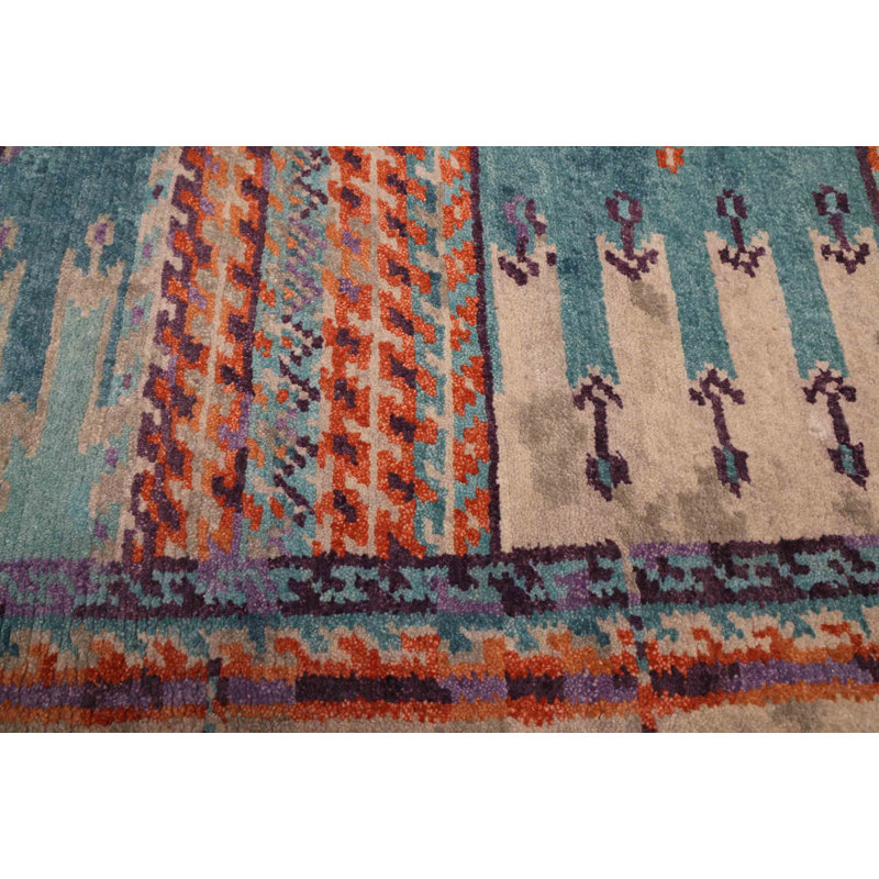 Tapis turquoise Kathmandu 8 pi 6 po x 9 pi 9 po