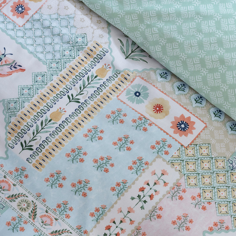 Folk Patchwork Reversible Duvet Cover Set, King