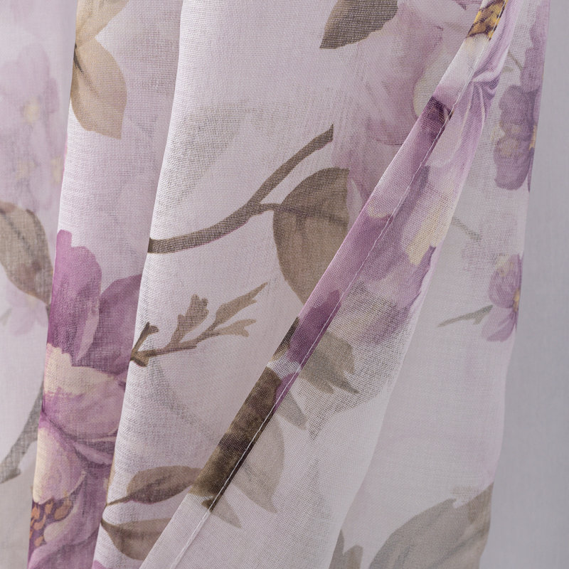 Catrinia Floral Sheer Window Curtain Panel, 54" W x 95" L, Lilac