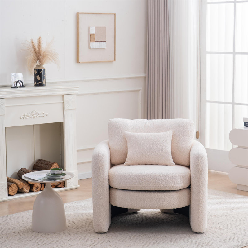 Fauteuil de salle à manger ergonomique en chenille de confort moderne pour un style décontracté beige