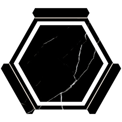 Aureole 8,66 po X 9,84 po Carreau de mur et de plancher en porcelaine hexagonale noir mat et blanc (8,07 pieds carrés / caisse) - 18 feuilles