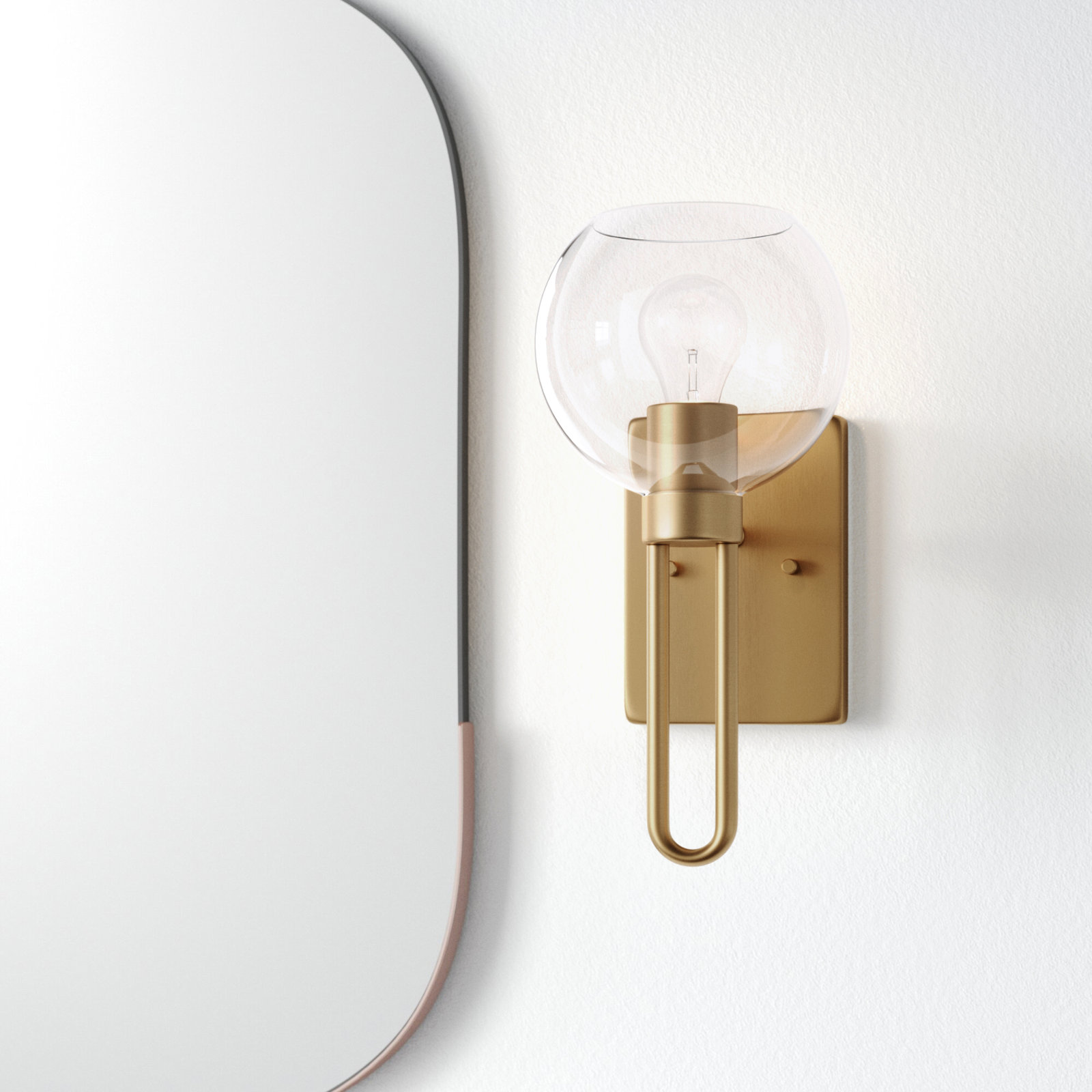 Single Transparent Dimmable Bath Sconce, Satin Brass
