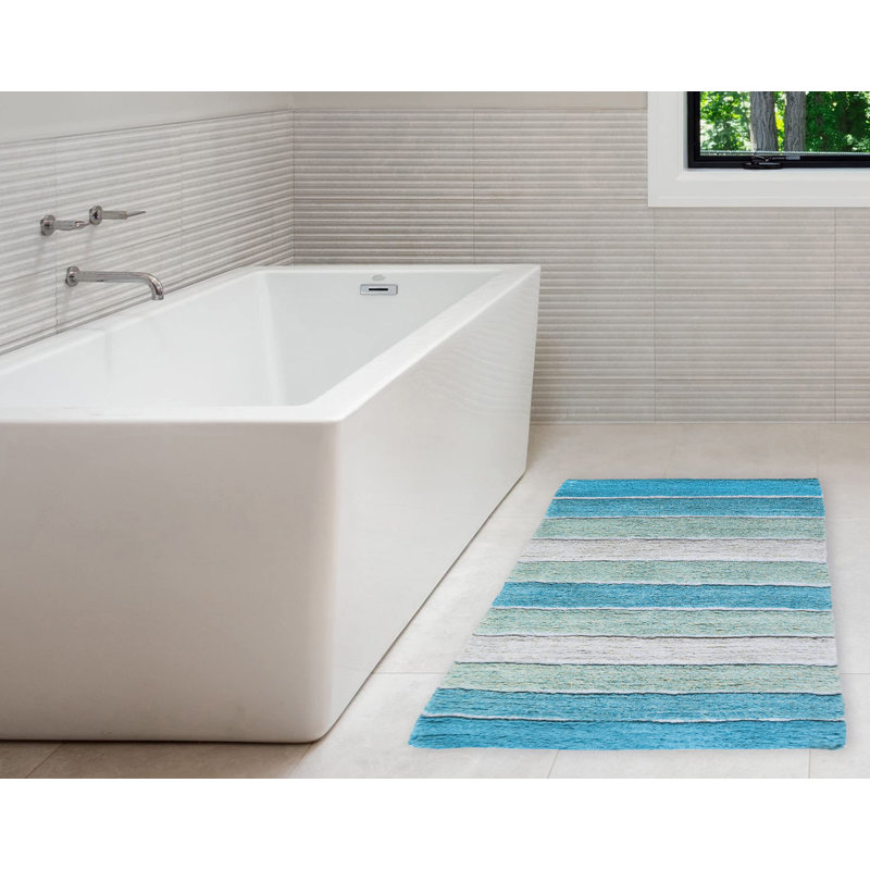 Tapis pour salle de bain Cervantez, Aigue-marine / turquoise, L 24 po x L 60 po