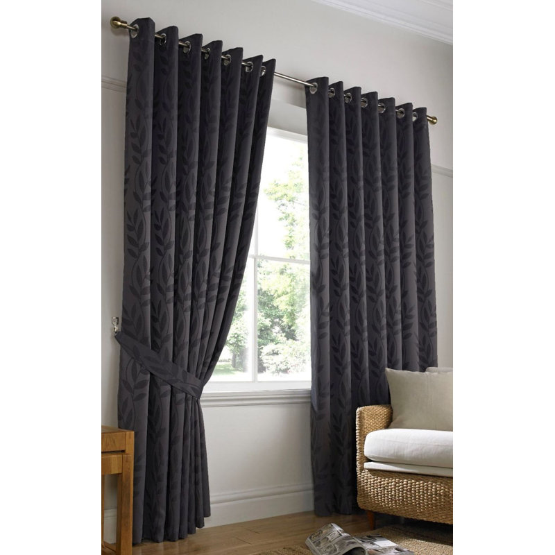 Becquere Tivoli Eyelet Ring Top Curtains, Width 228 x Drop 274 cm, Charcoal