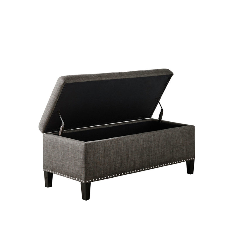 Tufted Top Soft Close Storage Bench, Gris anthracite