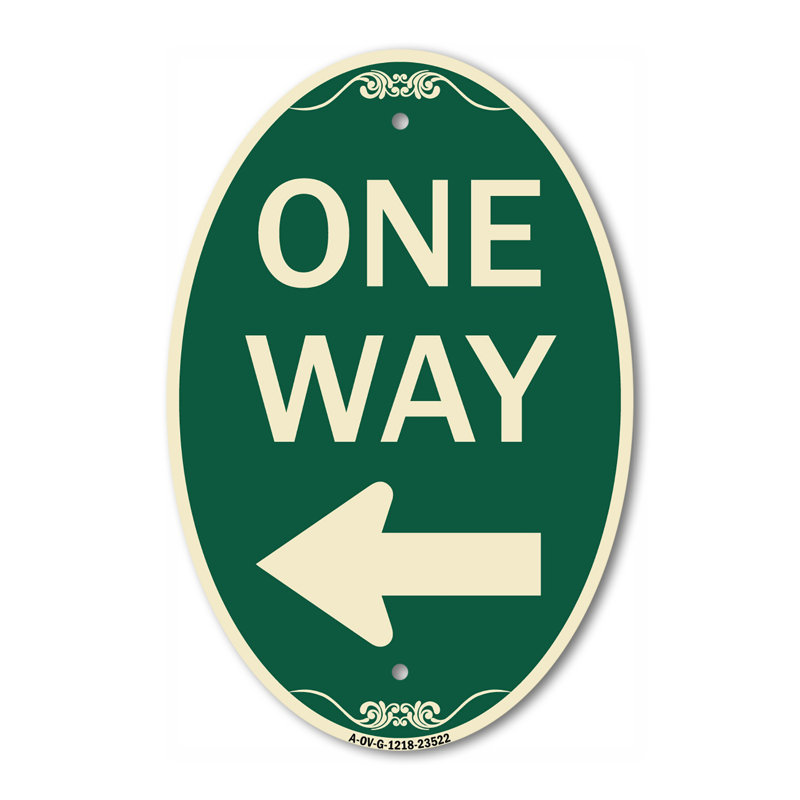 Enseigne architecturale en aluminium de gros calibre vert et brun clair 12 po x 18 po One Way
