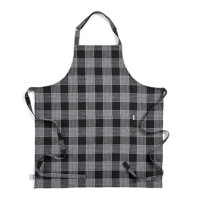Linen Bib Apron - 100% Pure Linen Apron, Black/White