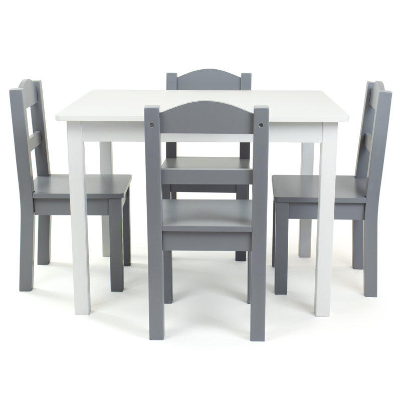 Kids 5 Piece Rectangular Play Or Activity Table and Chair Set, Grey