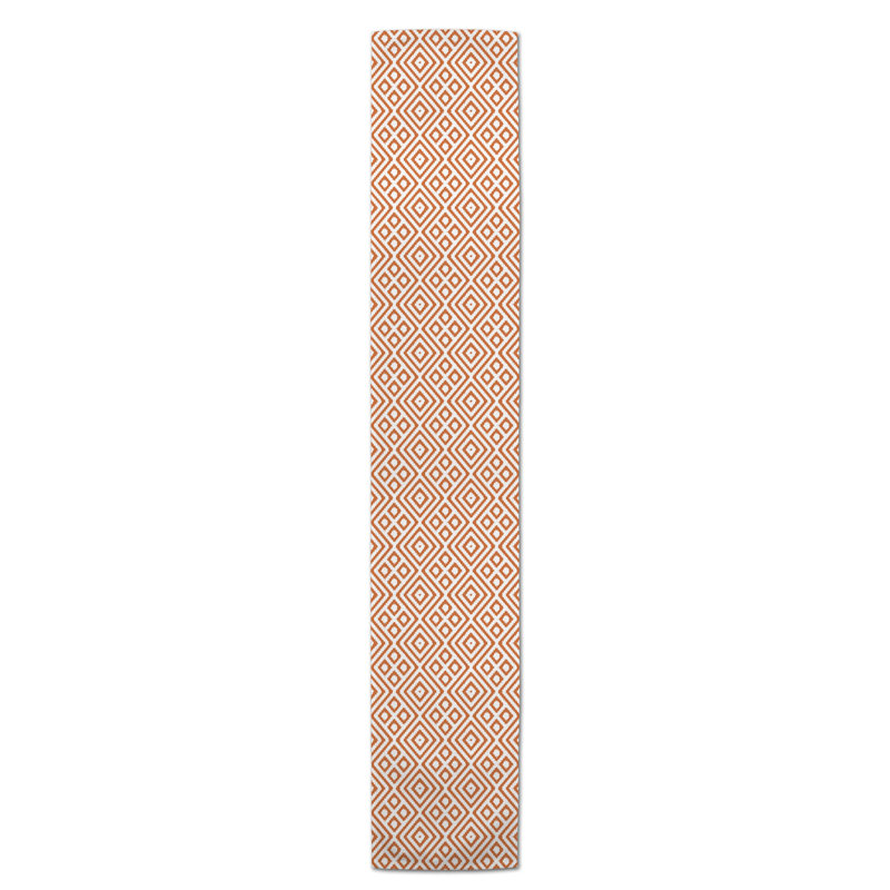 Chemin de table en losanges pointillé Nalston, 72 po x 16 po, Orange, Ikat