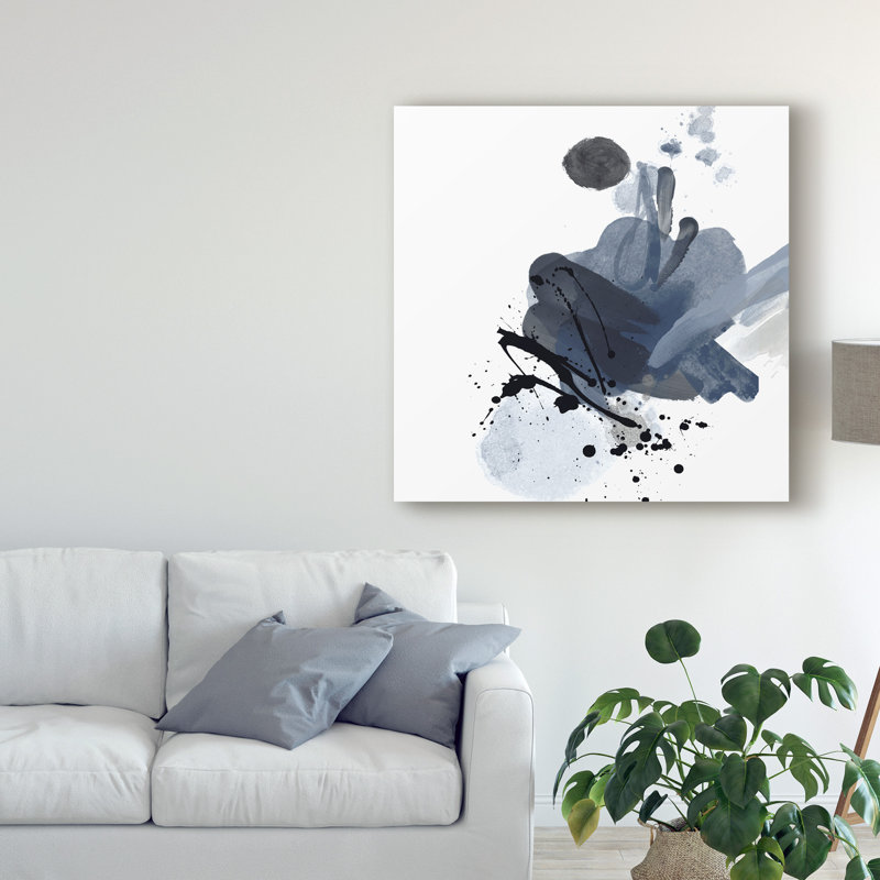 « blue & black splash », peinture sur toile tendue, H 35 po x l 35 po x p 2 po