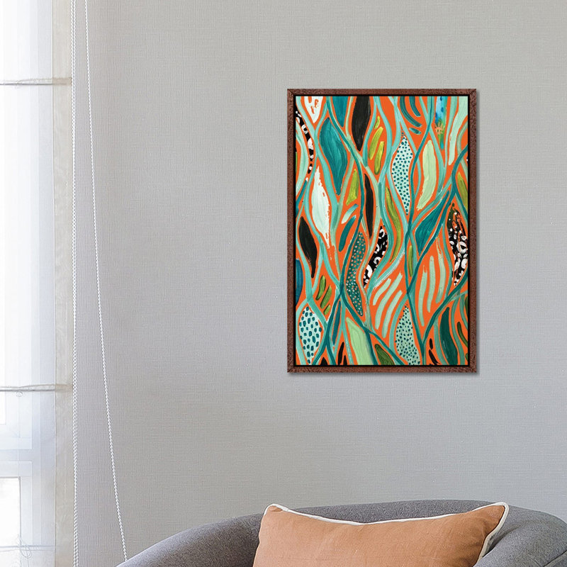 Abstract III 1 Piece Painting on Canvas, 66.04 cm H x 45.72 cm W, Classic Brown Wood Framed