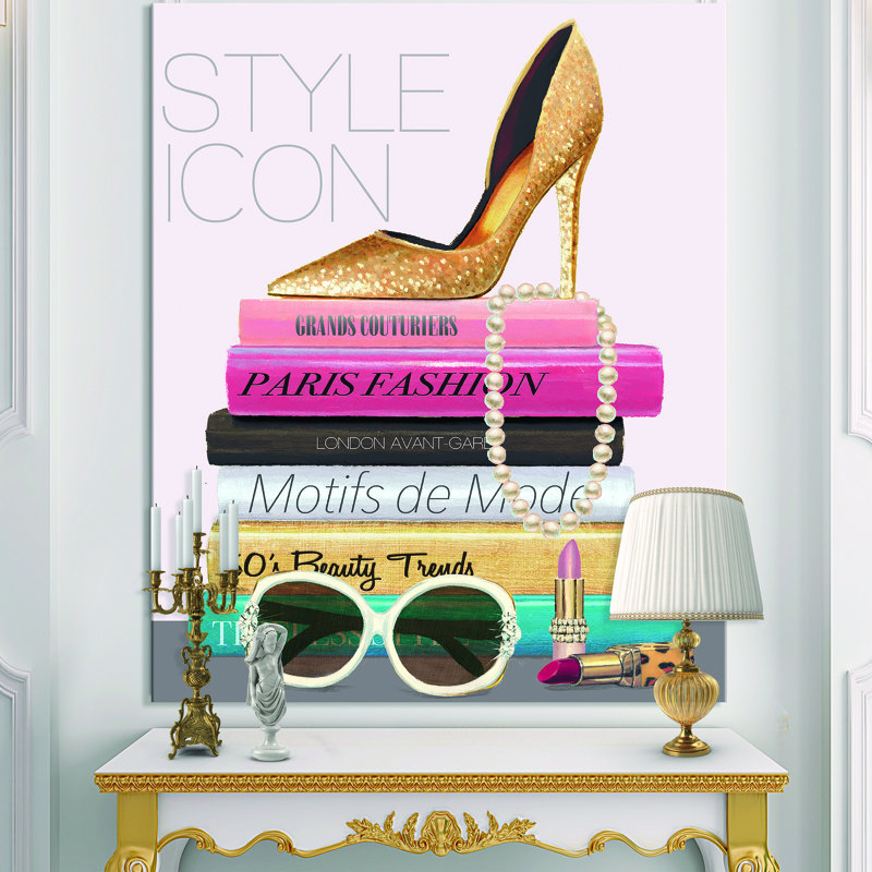 «Paris Glamourous Gold Style IV», reproduction d'art textuel sur toile tendue, H 20 po x l 12 po x P 1po