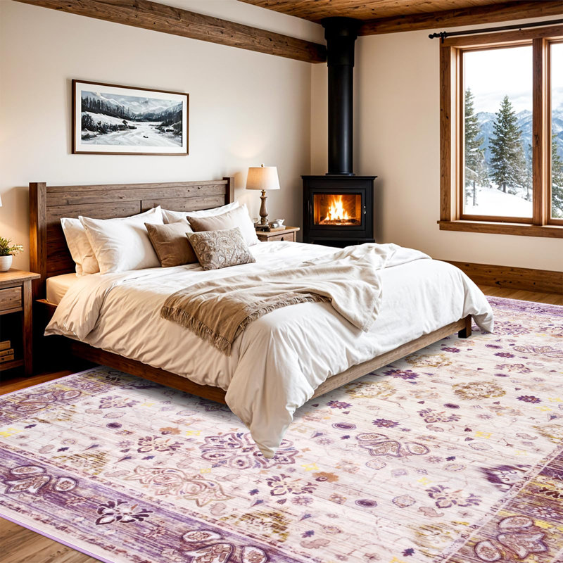 Washable Soft Vintage Rug Fashion Floral Rug For Living Room Dorm Decor, Rectangle 5' x 8'