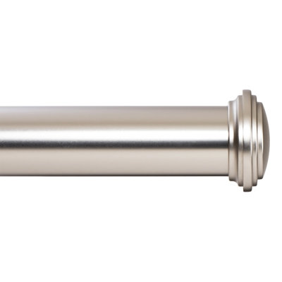  Window Curtain Rod Decorative End Cap Design, 1 Inch Rod, 120 to 240 Inch, Satin Nickel