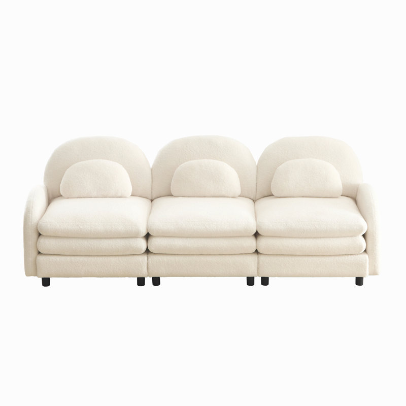 Canapé 3 places Teddy, L 98,2 po, Ourson blanc et beige