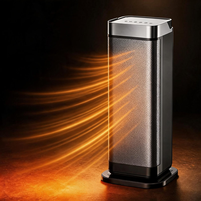 PTC Ceramic Space Heater, with 900W/1500W heat settings, overheat protection, Silver