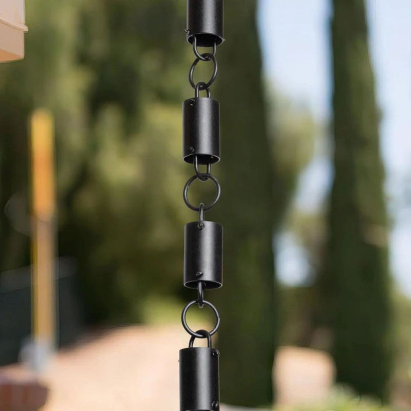 Aluminum Rain Chains Cylinder Replacement Downspout for Gutters, Black
