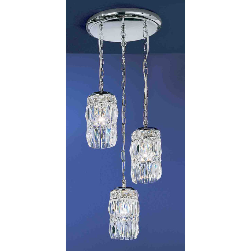 Suspension cylindrique en grappe 3 lumières Cascade, Blanc antique, Rose