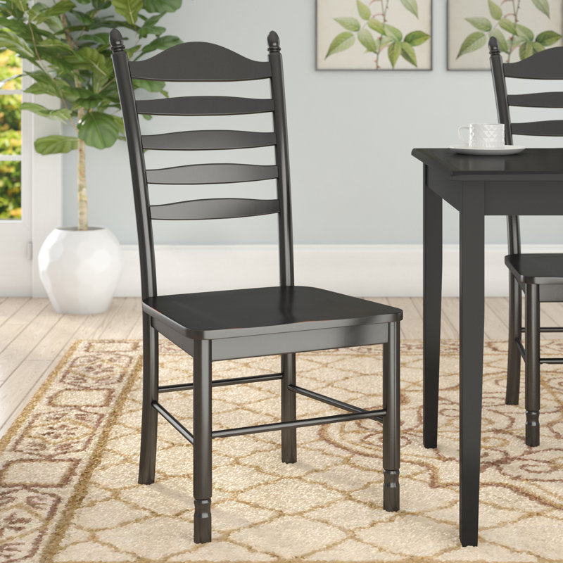 Classic Black 42" Dining Chair with Curved Ladder Back Support, Antique Black