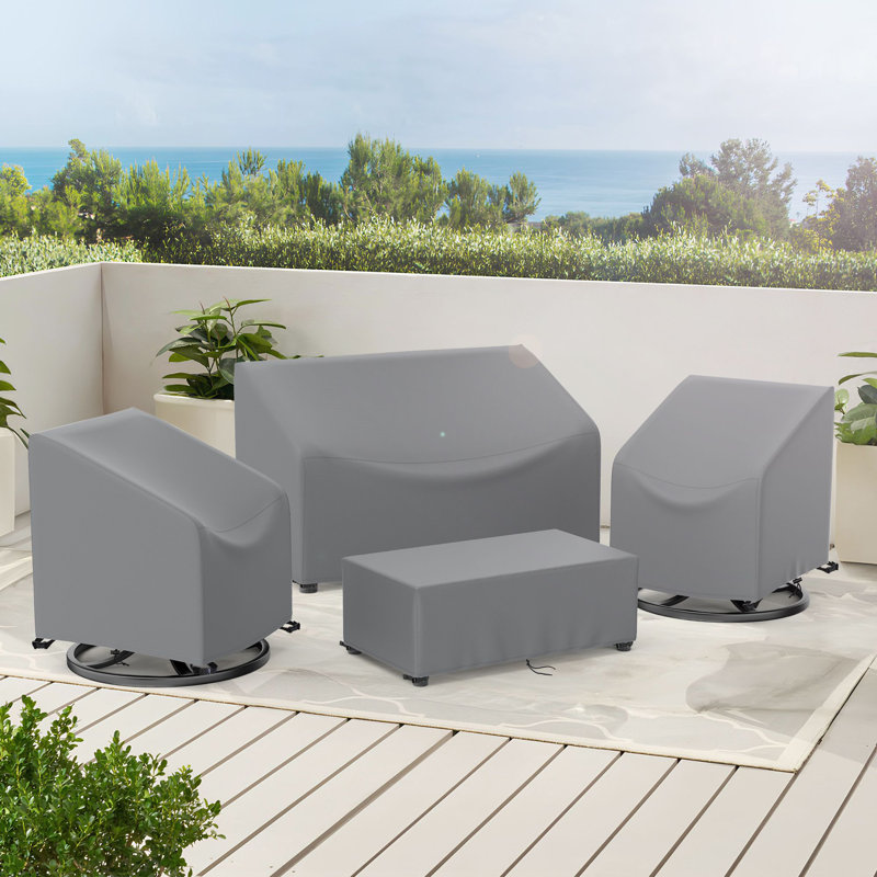 Housse de mobilier d'extérieur imperméable pour ensemble de conversation 4 pièces, Gris
