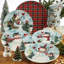Certified International Watercolor Snowman  Set/4 Dinner Plate 11" Asst.