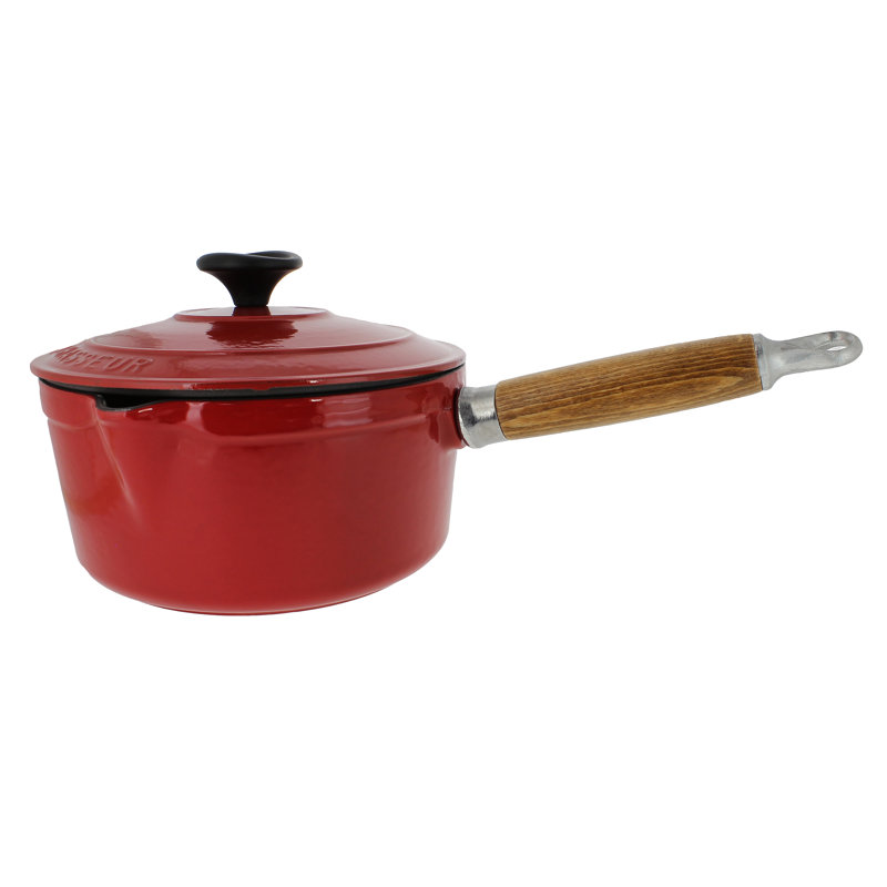 2.5 Quarts Enameled Cast Iron Saucepan, Red