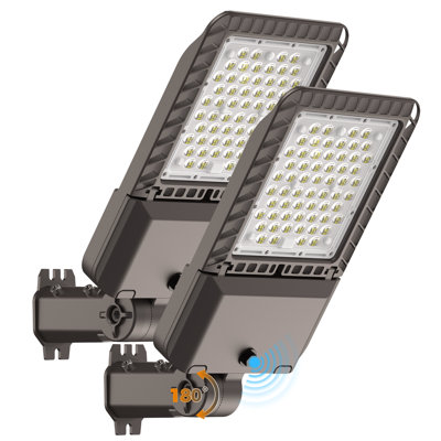 2 Pack 45000LM LED Parking Lot Light 180W Commercial Street Area Lighting Dusk to Dawn Photocell Outdoor Lights IP65 Waterproof 12 Years Lifespan for Parking Yard Warehouse 