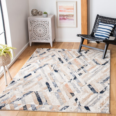 Tapis ivoire à motif géométrique Kolya