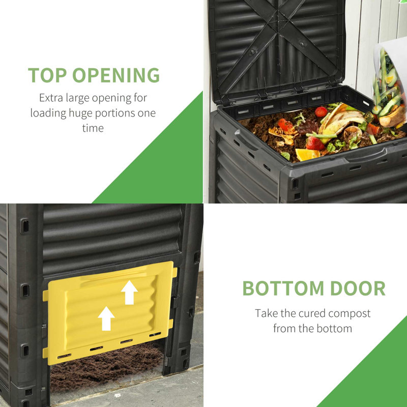 Compost Gobelet 80 gallons - Transformez les déchets organiques Aération efficace et simple Assemblage simple, boîte jaune Améliorez le système d'aération de la terre de jardin pour de meilleurs résultats faciles