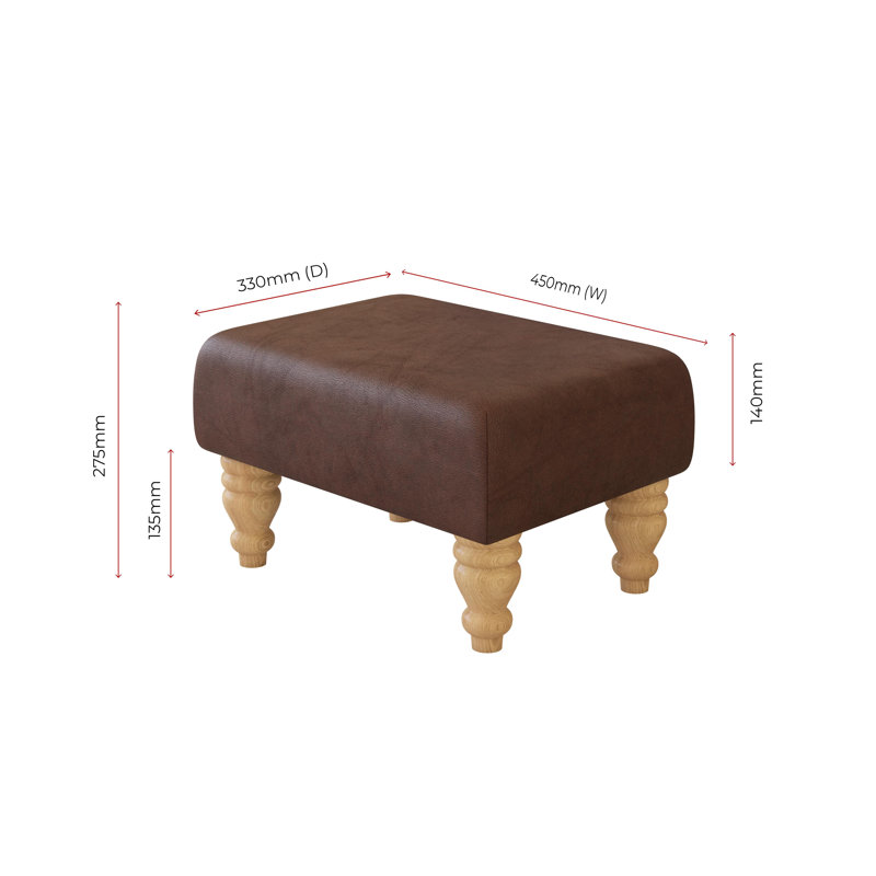 Manufactured Wood Accent Stool, Chestnut Brown, Natural, Italian Leather