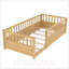 Lit simple Montessori avec garde-corps de sécurité, structure en bois à profil bas pour enfants, aucun sommier requis, idéal pour les chambres partagées-662317885-662317874