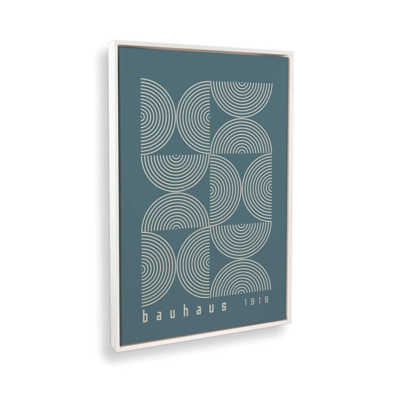 Affiche de composition Bauhaus, Cadre flottant blanc opaque, H 36,75 po x l 24,75 po, Bleu tempête