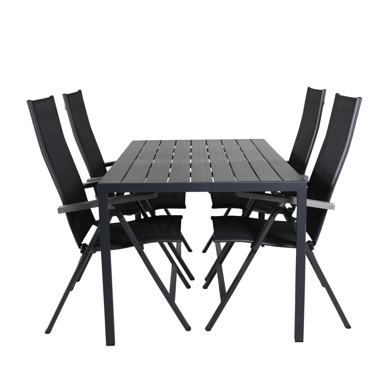 Ebelyn 4 - Person Dining Set, Black, Black, Black