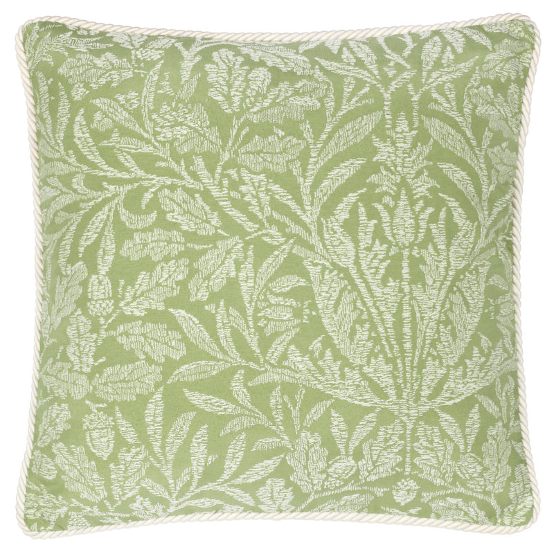 Acorn Tonal Floral Square Cushion Cover, Green