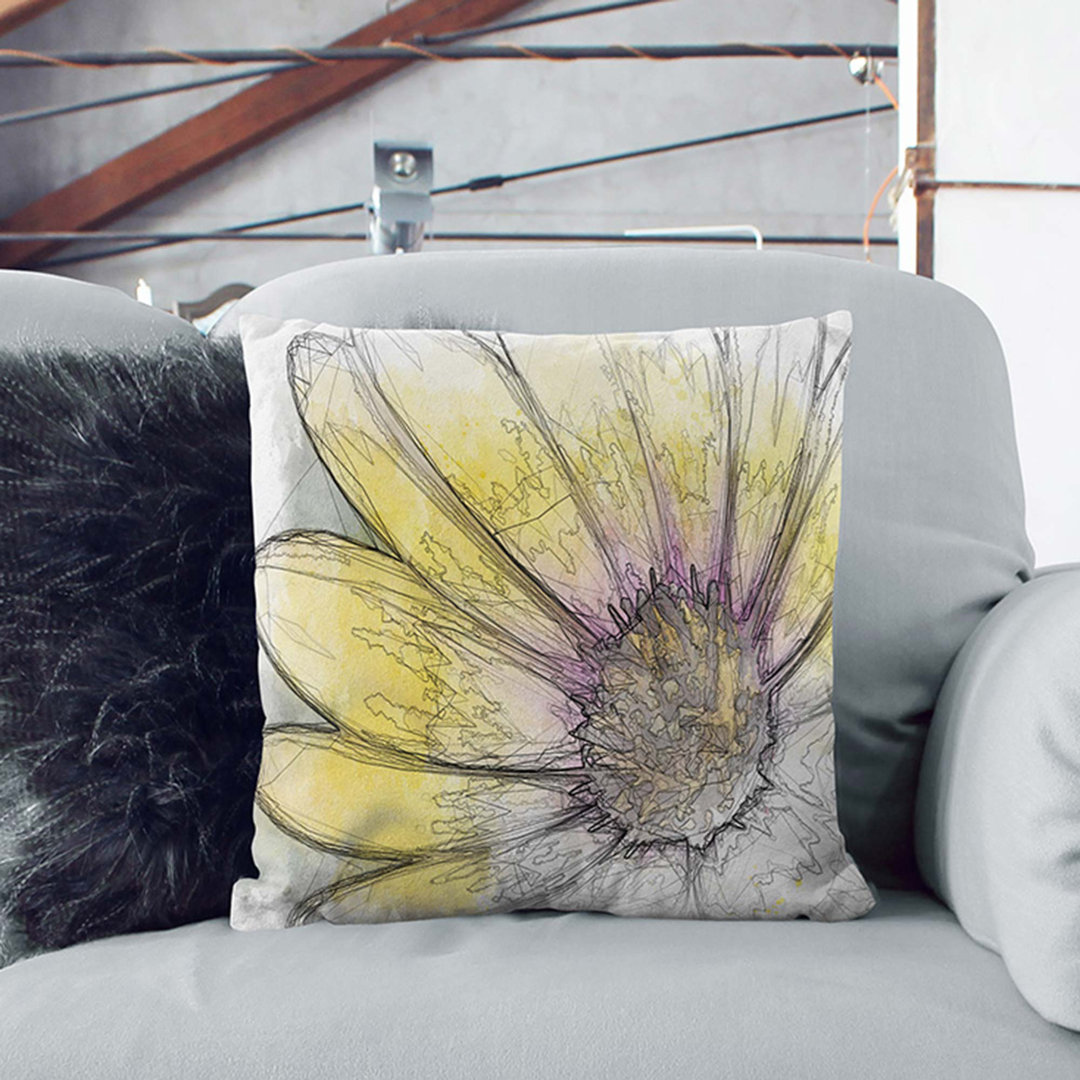 Gerbera Flower in Abstract Cushion with Filling